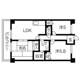 ベルコート鴻池【206号室】の間取り