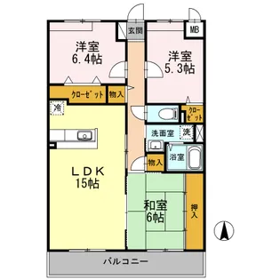 ボヌール宝塚【1階】の間取り