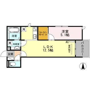 カーサフォレスタ塚口【2階】の間取り