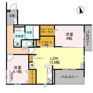 2LDKの間取り画像