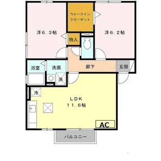 ウエストリヴァーII【1階】の間取り