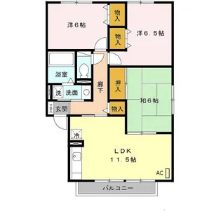 グリーンフォーレスト伊丹 C棟【107号室】の間取り