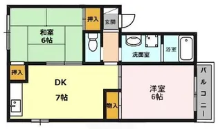 ソレアード北仁川【201号室】の間取り