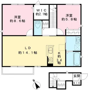 カーメル桜ケ丘【201号室号室】の間取り
