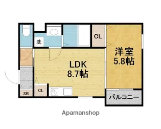ベリッシモ蛍池【201号室】の間取り
