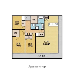 ディークラディア川西【16階】の間取り