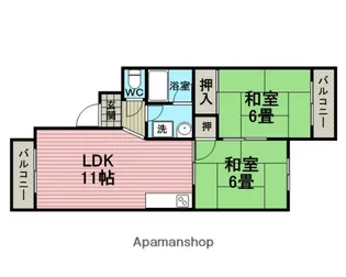 パープルコーポ【202号室】の間取り