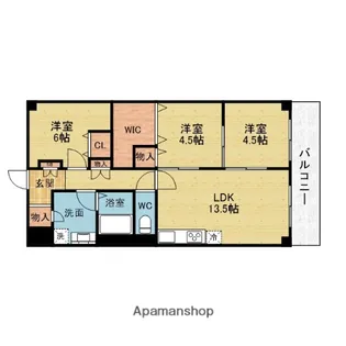豊中メゾン桃山台1号棟【6階】の間取り
