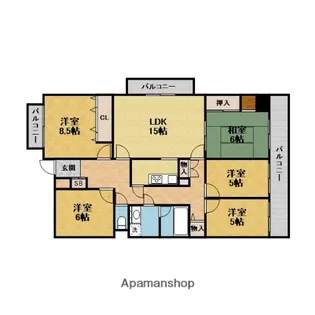 千里中央パークヒルズF棟【7階】の間取り