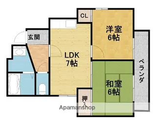 リバークロス原田元町(旧トラッディウエスト)【201号室】の間取り