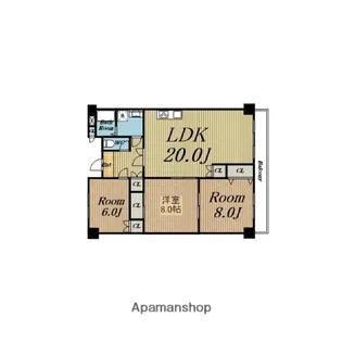 緑地ロイヤルハイツ2号館【3階】の間取り