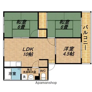 ル・レーヴ高川【202号室】の間取り