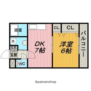 EVER GREEN HAMA【106号室】の間取り