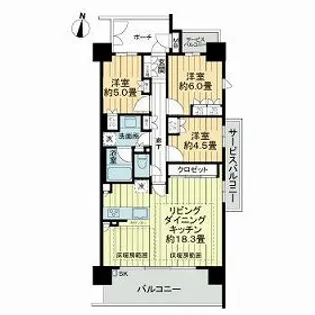 ブランズ三国ステーションレジデンス【8階】の間取り