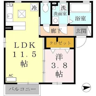 セレッソ B棟【101号室】の間取り