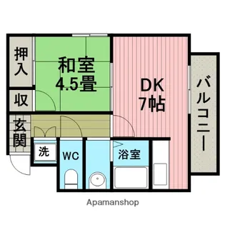 1DKの間取り画像