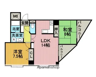 サンワード緑地【6階】の間取り