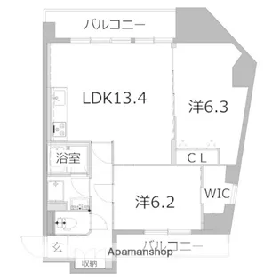 阪神ハイグレードマンション1番館【4階】の間取り