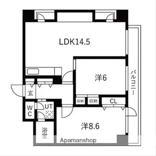 阪神ハイグレードマンション5番館【3階】の間取り