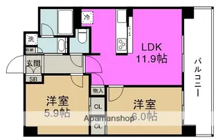 ル・ドゥーズイエム・シャピトゥル福島【4階】の間取り