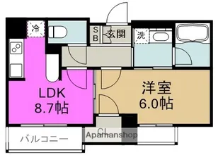 1DKの間取り画像