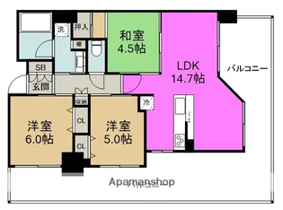 クレヴィア大阪福島【6階】の間取り