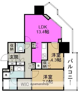 グランドメゾン上町台レジデンスタワー【6階】の間取り