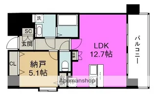 スプランディッド中之島WEST【10階】の間取り