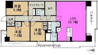 ジオ福島野田 THE MARKS【17階】の間取り