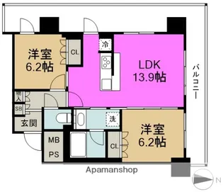 GRAND VILLASSE 福島【11階】の間取り