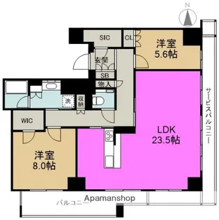 シエリアタワー大阪福島【23階】の間取り