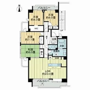 ジオ緑地公園6番館【2階】の間取り