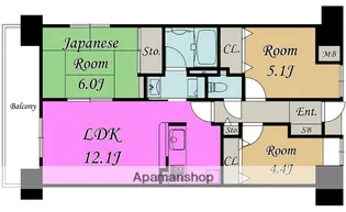 キングマンション福島Ⅵ【8階】の間取り