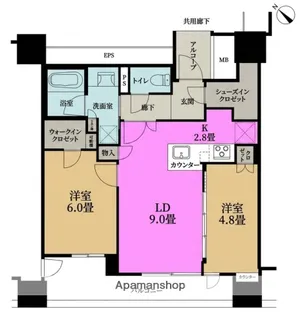 シエリアタワー中之島【21階】の間取り