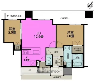 シエリアタワー中之島【25階】の間取り