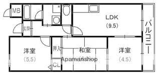 2LDKの間取り画像