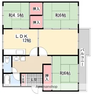 男山第2住宅109棟【4階】の間取り