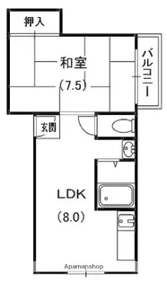 フリーディオ御堂【1階】の間取り