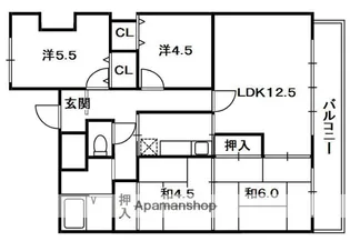 宮之阪ハイツ弐番館【13階】の間取り