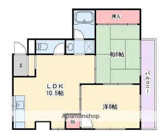 パレ東中振【5階】の間取り