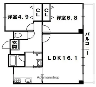 パークハイツ岡山手【2階】の間取り