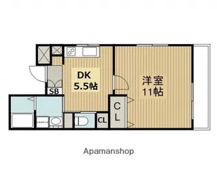 1DKの間取り画像