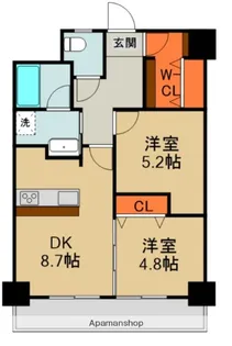 ル・ポワール古川橋【4階】の間取り