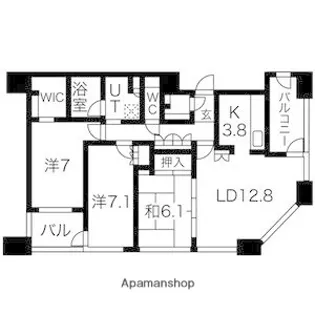 サンマークスだいにちルナタワーレジデンスD棟【37階】の間取り