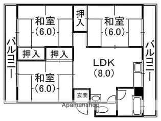 さつきヶ丘コーポラス【1階】の間取り