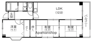 大阪府寝屋川市美井元町【マンション】の間取り