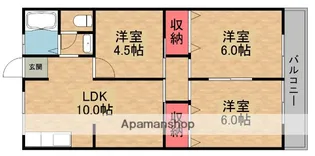 中西マンションA・B棟【2階】の間取り