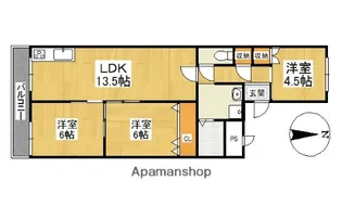 男山ハイコーポさつき【3階】の間取り