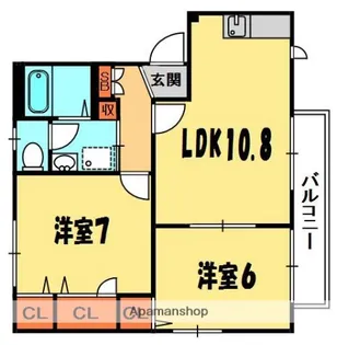 シャーメゾンPAL B棟【2階】の間取り