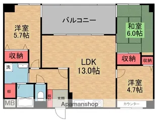 楠葉並木レジデンススクエア【3階】の間取り